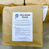 Mealworm frass package with a label on a brown background